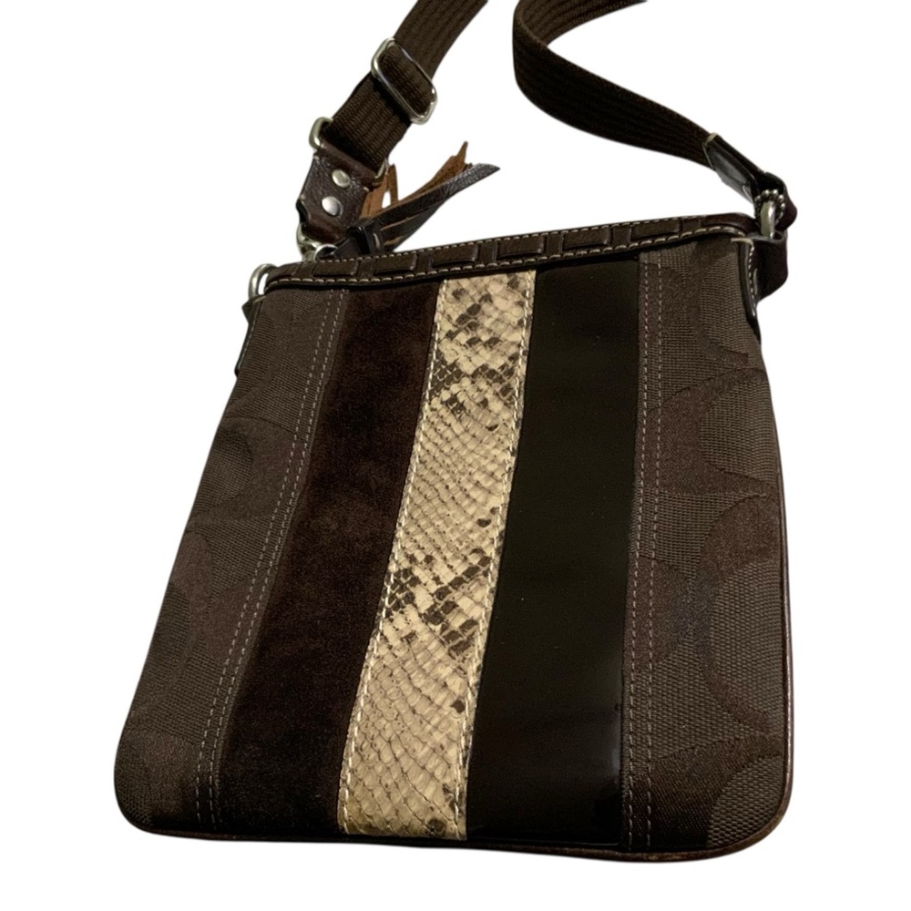 VTG Coach 2006 Hamptons 10266 Python Stripe Crossbody Swingpack Brown Y2K EUC